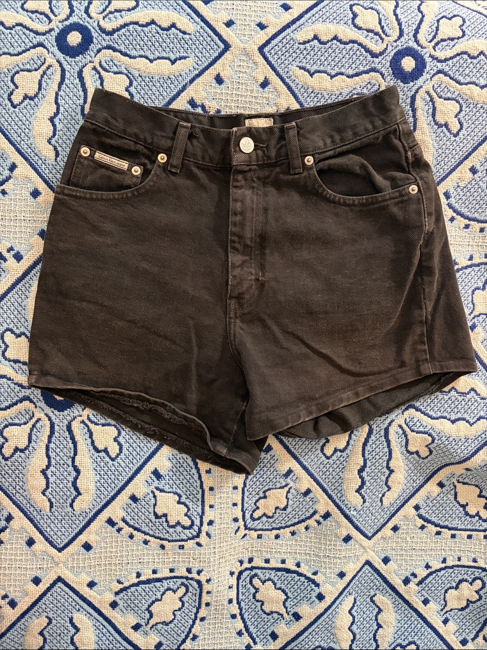 Calvin Klein Jeans Black 100% Cotton Denim High-Rise Shorts